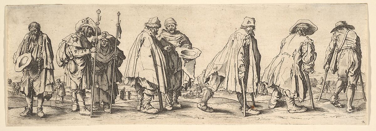 Eight Beggars, Wenceslaus Hollar (Bohemian, Prague 1607–1677 London), Etching, only state 