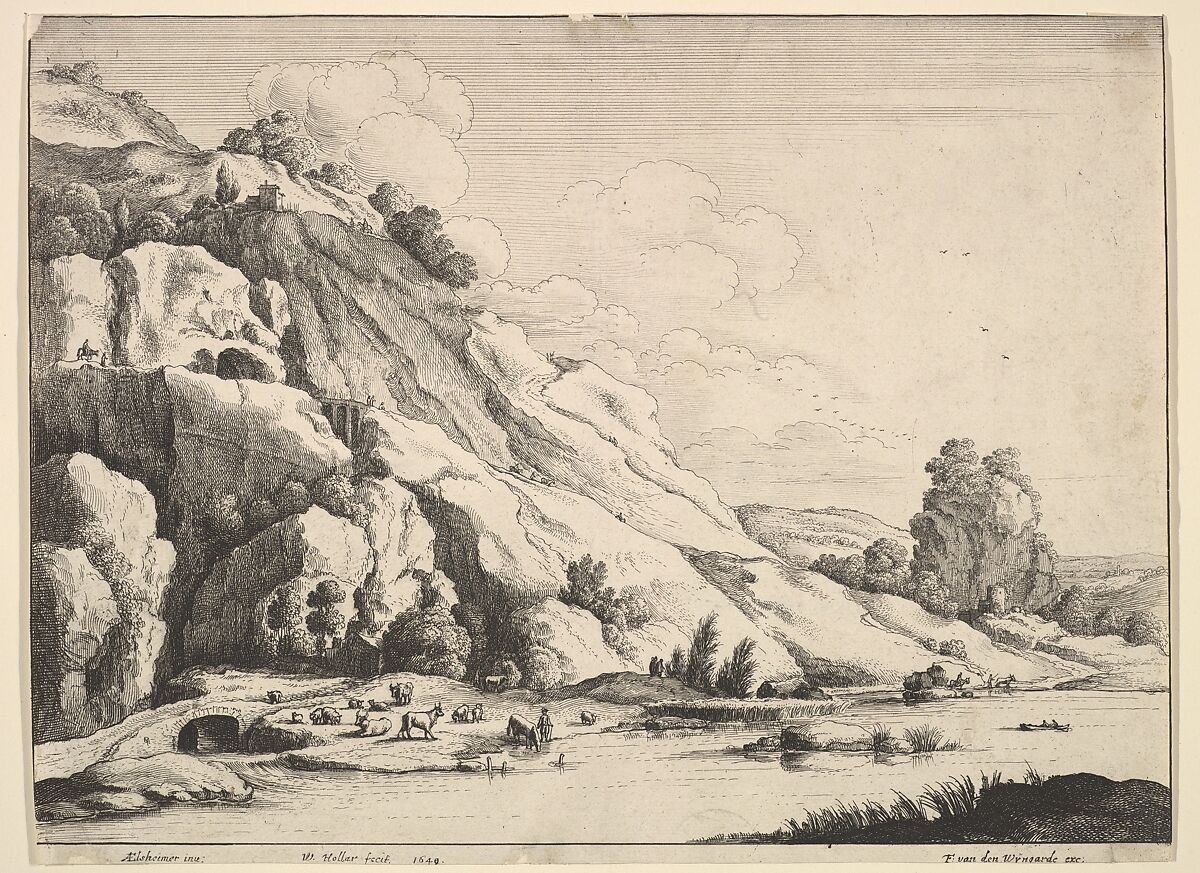 The Stone Bridge, Wenceslaus Hollar (Bohemian, Prague 1607–1677 London), Etching; second state of two 