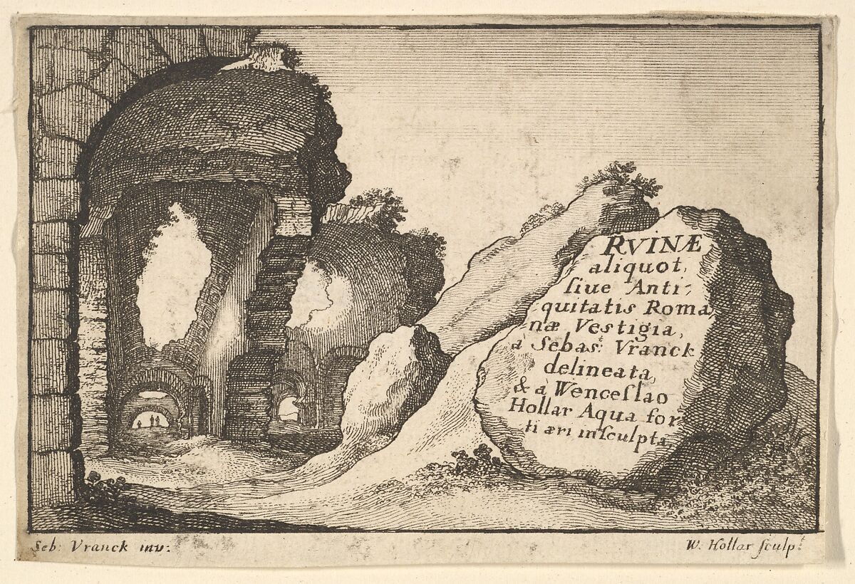 Title plate, from "Roman Ruins", Copy after Wenceslaus Hollar (Bohemian, Prague 1607–1677 London), Etching (copy) 