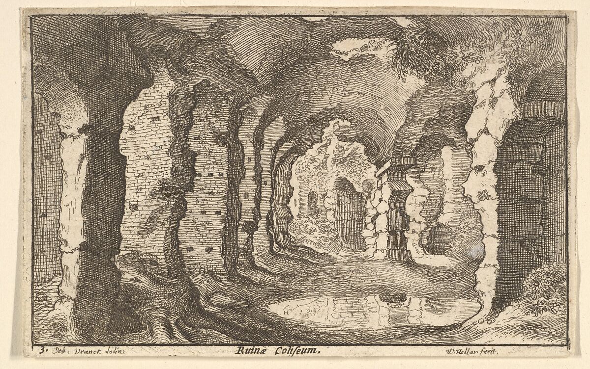 Ruinae Coliseum, from "Roman Ruins", Wenceslaus Hollar (Bohemian, Prague 1607–1677 London), Etching; second state of two 