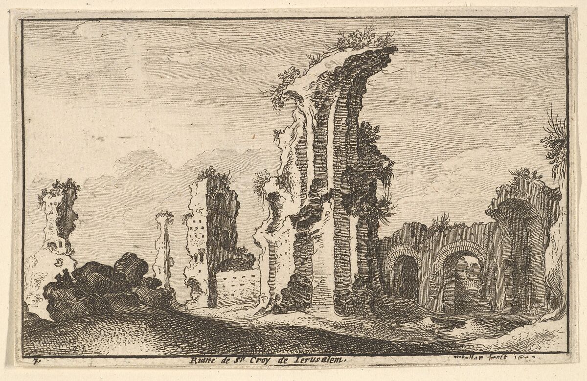 St. Croix de Jerusalem, from "Roman Ruins", Wenceslaus Hollar (Bohemian, Prague 1607–1677 London), Etching; second state of two 