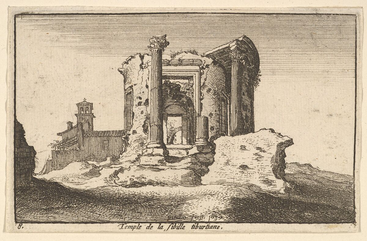 Temple of the Tiburtine Sybil, from "Roman Ruins", Wenceslaus Hollar (Bohemian, Prague 1607–1677 London), Etching; second state of two 