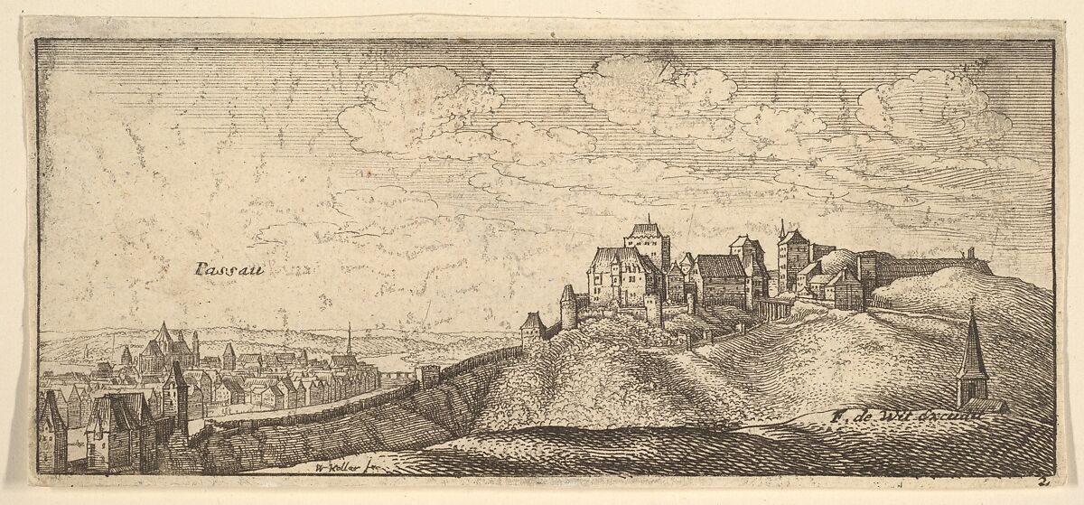 Passau, from "German Views", Wenceslaus Hollar (Bohemian, Prague 1607–1677 London), Etching; second state of two 