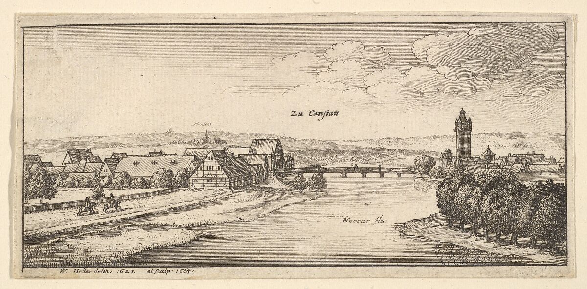 Cannstadt, from "German Views", Wenceslaus Hollar (Bohemian, Prague 1607–1677 London), Etching, only state 