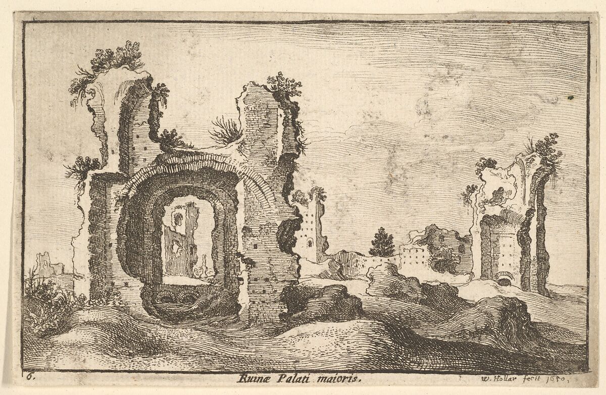 Palati maioris (Palatine Palace, Rome), from "Roman Ruins", Wenceslaus Hollar (Bohemian, Prague 1607–1677 London), Etching; second state of two 
