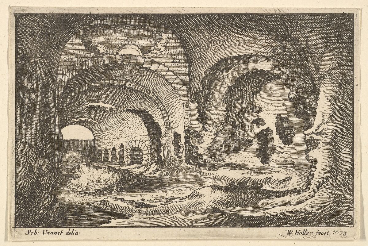 Roman remains at Tivoli, from "Roman Ruins", Wenceslaus Hollar (Bohemian, Prague 1607–1677 London), Etching; first state of three 