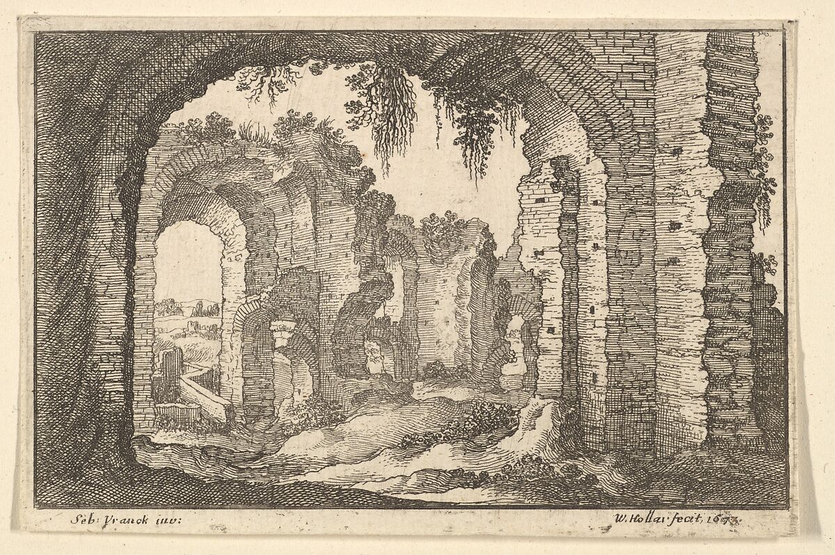 Roman Ruins, Wenceslaus Hollar (Bohemian, Prague 1607–1677 London), Etching; first state of three 