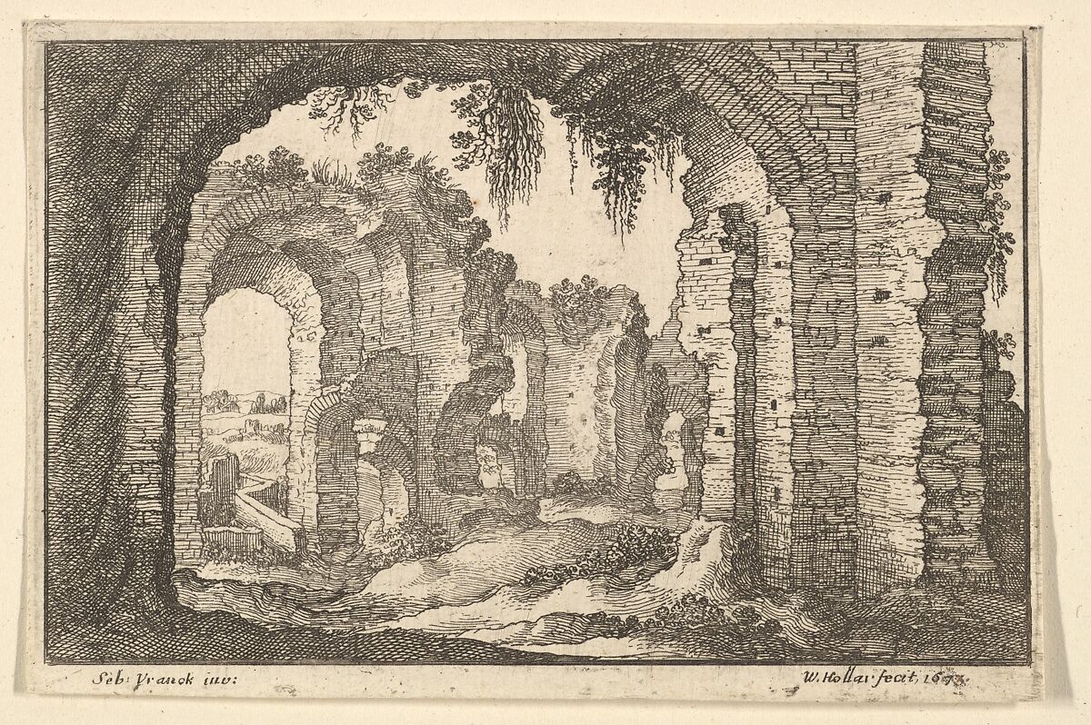 Roman Ruins, from "Roman Ruins", Wenceslaus Hollar (Bohemian, Prague 1607–1677 London), Etching; first state of three 