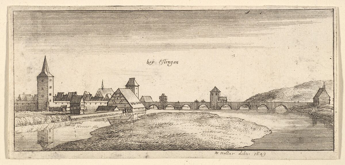 Esslingen, from "German Views", Wenceslaus Hollar (Bohemian, Prague 1607–1677 London), Etching, only state 