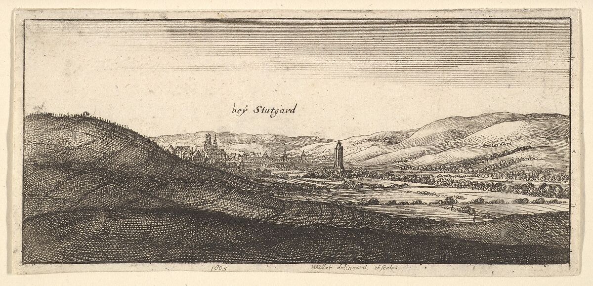 Stuttgart, from "German Views", Wenceslaus Hollar (Bohemian, Prague 1607–1677 London), Etching, only state 