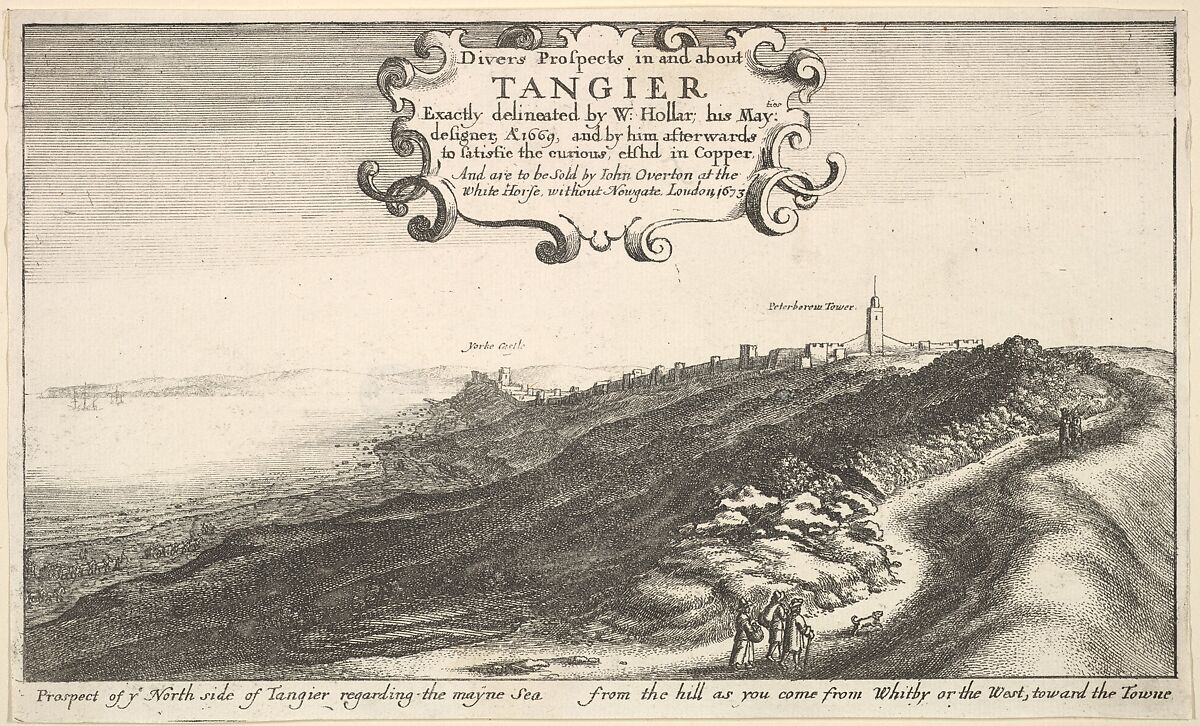 Prospect of ye North side of Tangier regarding the mayne Sea from the hill as you come from Whitby or the West, toward the Towne, from "Views of Tangier", Wenceslaus Hollar (Bohemian, Prague 1607–1677 London), Etching; first state of two 