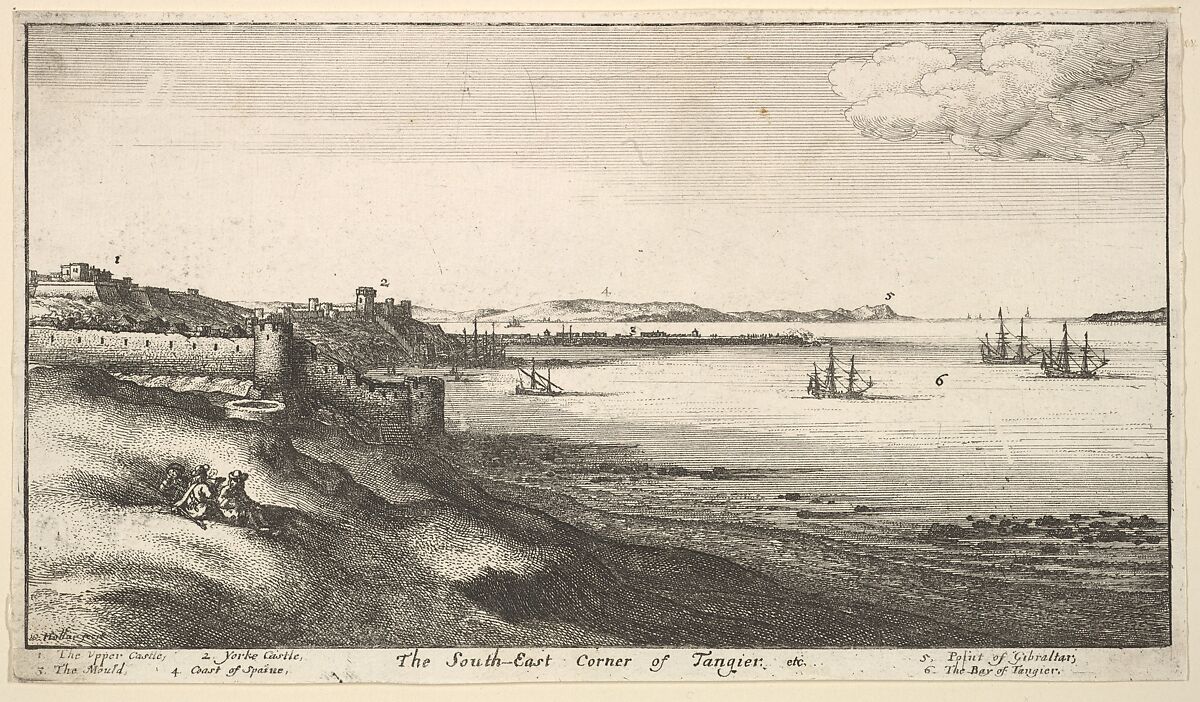 South East Corner of Tangier, from "Views of Tangier", Wenceslaus Hollar (Bohemian, Prague 1607–1677 London), Etching; second state of three 