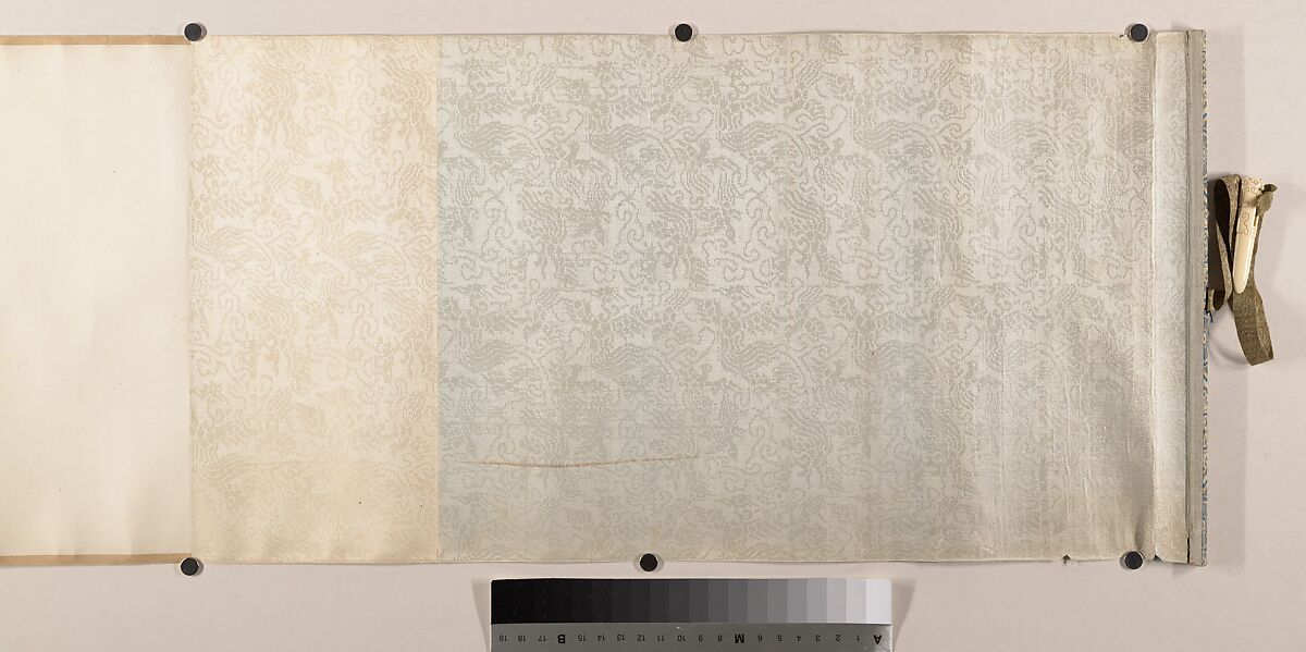 Landscape in the Style of Mi Fu, Attributed to Dong Qichang (Chinese, 1555–1636), Handscroll; ink on satin, China