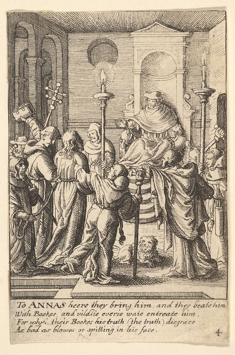 Jesus before Annas, Wenceslaus Hollar (Bohemian, Prague 1607–1677 London), Etching, only state 