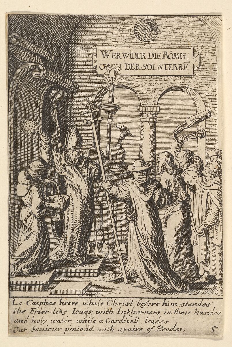 Jesus before Caiaphas, Wenceslaus Hollar (Bohemian, Prague 1607–1677 London), Etching, only state 