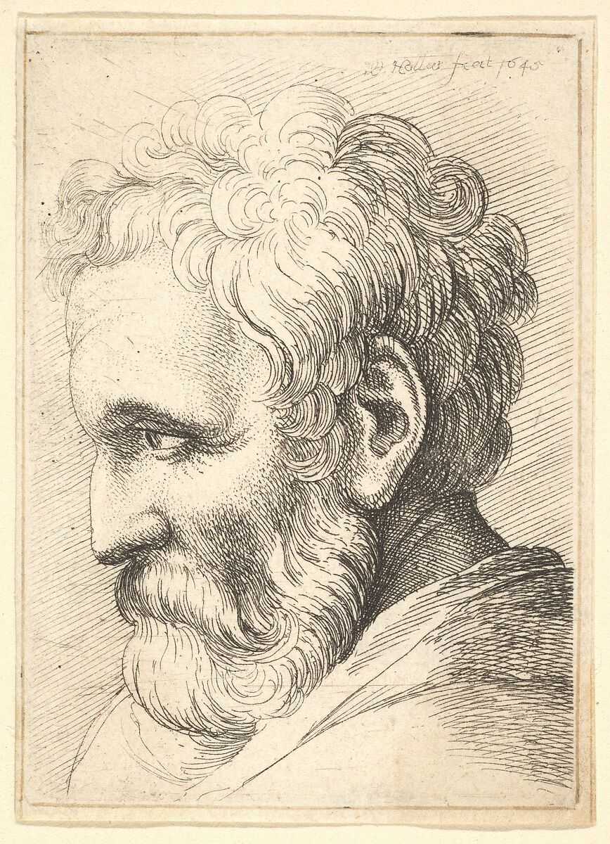 Bearded old man, Wenceslaus Hollar (Bohemian, Prague 1607–1677 London), Etching; only state 