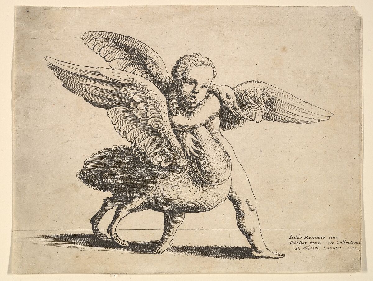 Cupid and the swan, Wenceslaus Hollar (Bohemian, Prague 1607–1677 London), Etching, only state 