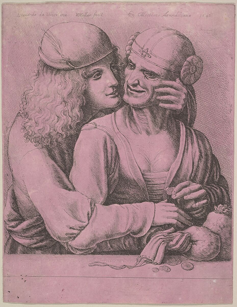 A young man caressing an old woman, Wenceslaus Hollar (Bohemian, Prague 1607–1677 London), Etching, only state 