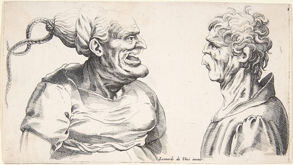 Two deformed heads, Formerly attributed to Wenceslaus Hollar (Bohemian, Prague 1607–1677 London), Engraving (rejected)