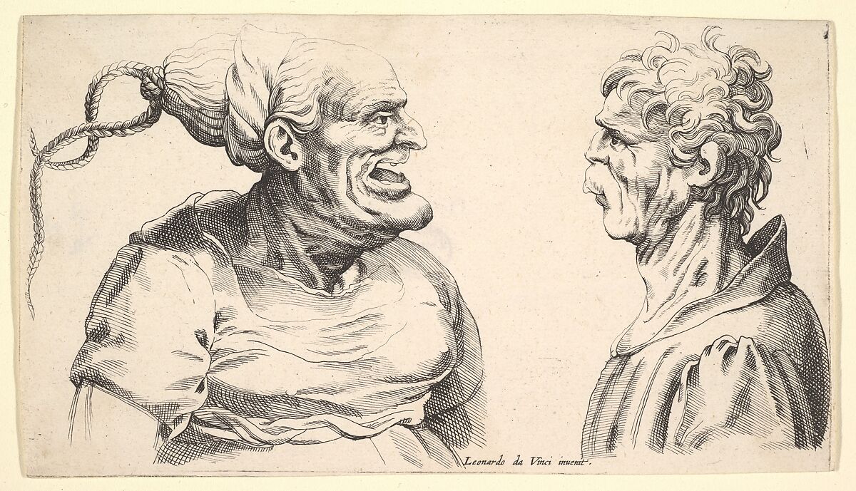 Two deformed heads, Formerly attributed to Wenceslaus Hollar (Bohemian, Prague 1607–1677 London), Engraving (rejected) 