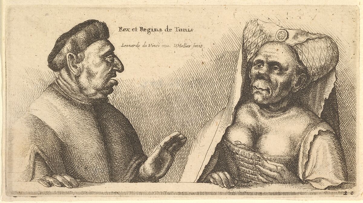 Rex et Regina de Tunis, Wenceslaus Hollar (Bohemian, Prague 1607–1677 London), Etching; second state of two; later impression 