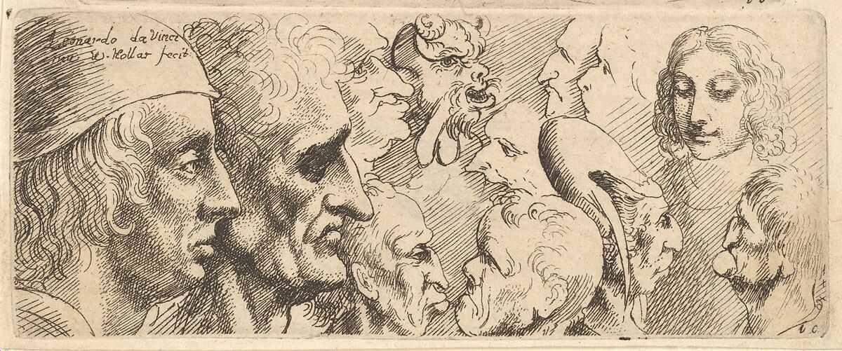 A variety of heads, Wenceslaus Hollar (Bohemian, Prague 1607–1677 London), Etching; second state of two 