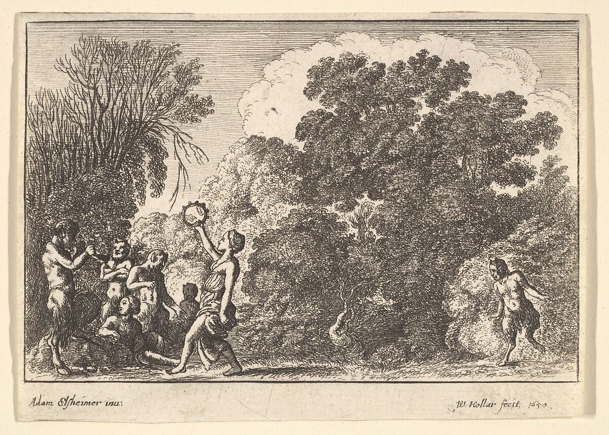 Five satyrs and two nymphs, Wenceslaus Hollar (Bohemian, Prague 1607–1677 London), Etching, only state 