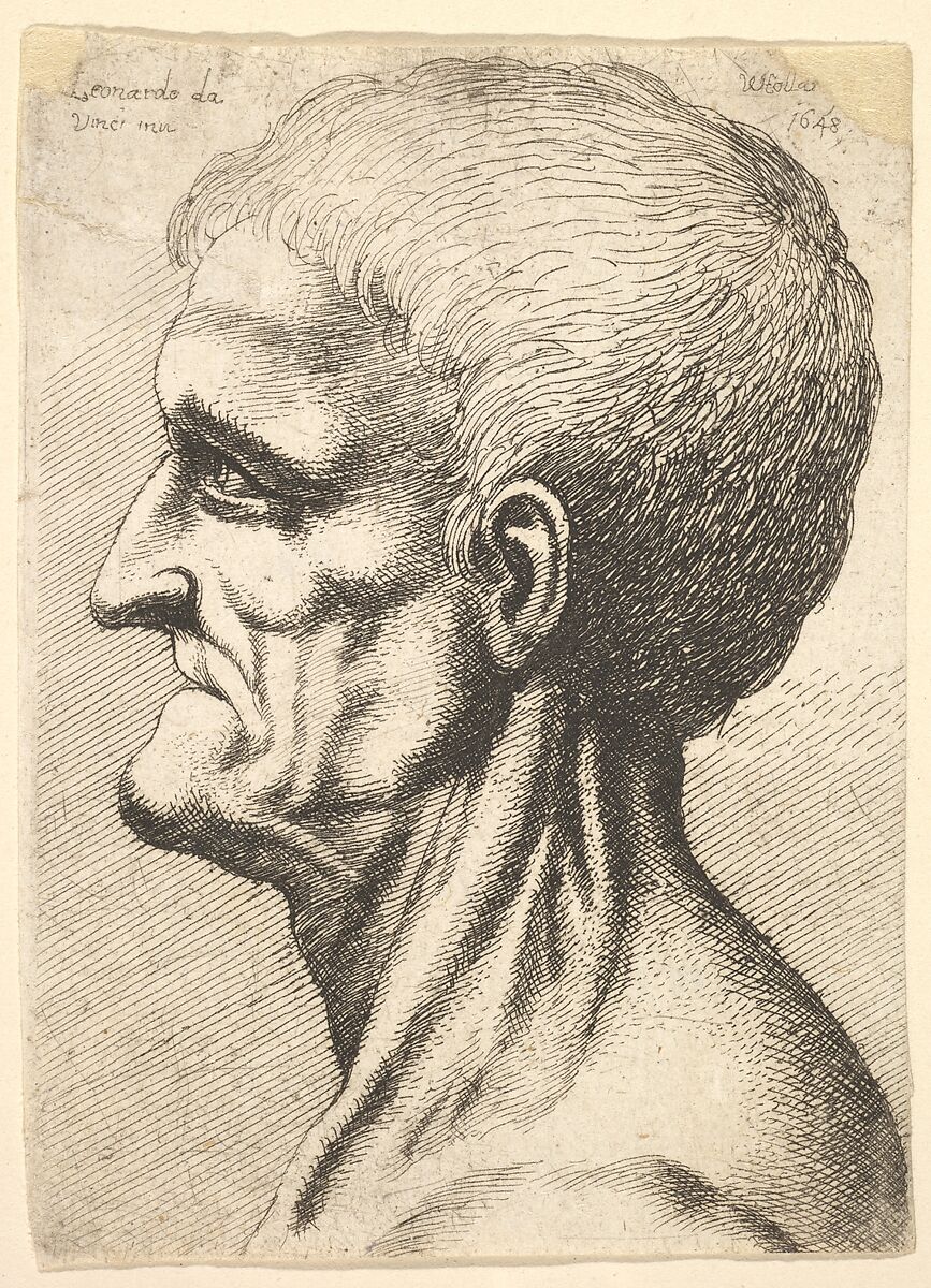 Head of a toothless man with bare, sinewy neck in profile to left, Wenceslaus Hollar (Bohemian, Prague 1607–1677 London), Etching; only state 