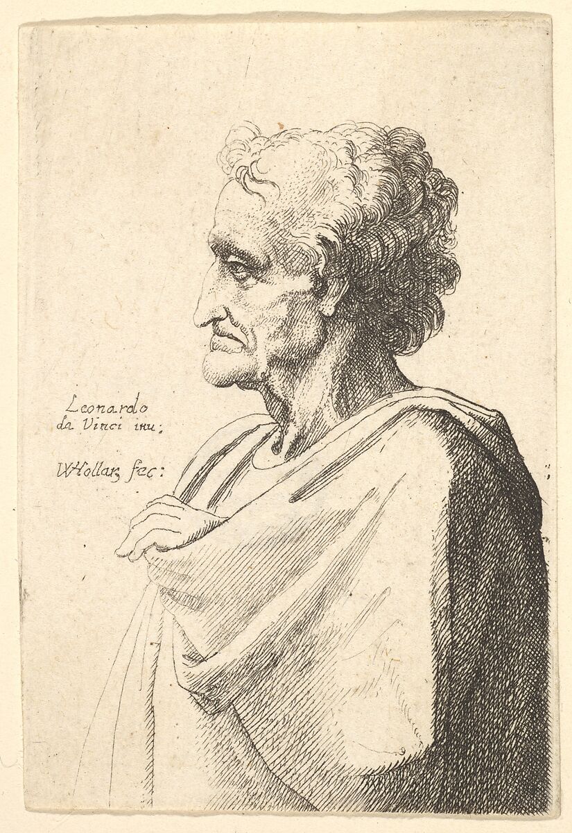 Man with doleful expression to left with hand emerging from cloak, Wenceslaus Hollar (Bohemian, Prague 1607–1677 London), Etching;  first state of two 