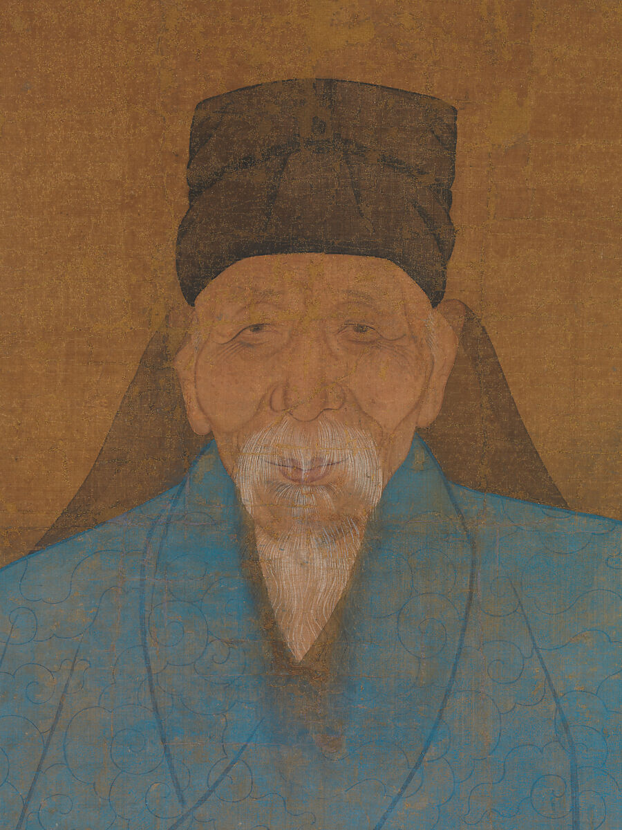 Portrait of the artist’s great-granduncle Yizhai at the age of eighty-five, Ruan Zude (Chinese, 16th or early 17th century), Hanging scroll; ink and color on silk, China