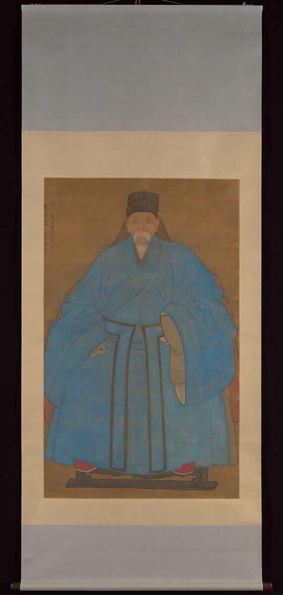 Portrait of the artist’s great-granduncle Yizhai at the age of eighty-five, Ruan Zude (Chinese, 16th or early 17th century), Hanging scroll; ink and color on silk, China