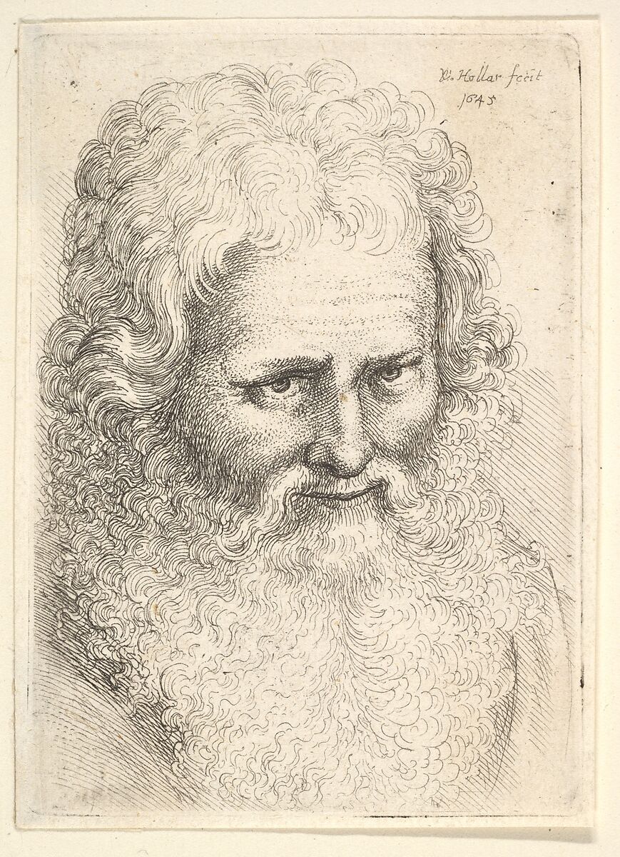 Head of an old man with a large beard, Wenceslaus Hollar (Bohemian, Prague 1607–1677 London), Etching; only state 
