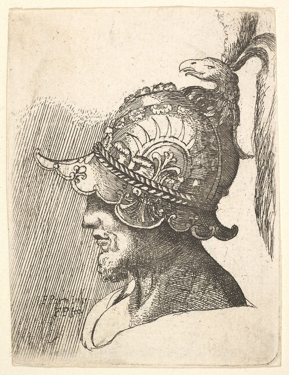Helmeted head, Francis Place (British, 1647–1728 York), Etching 