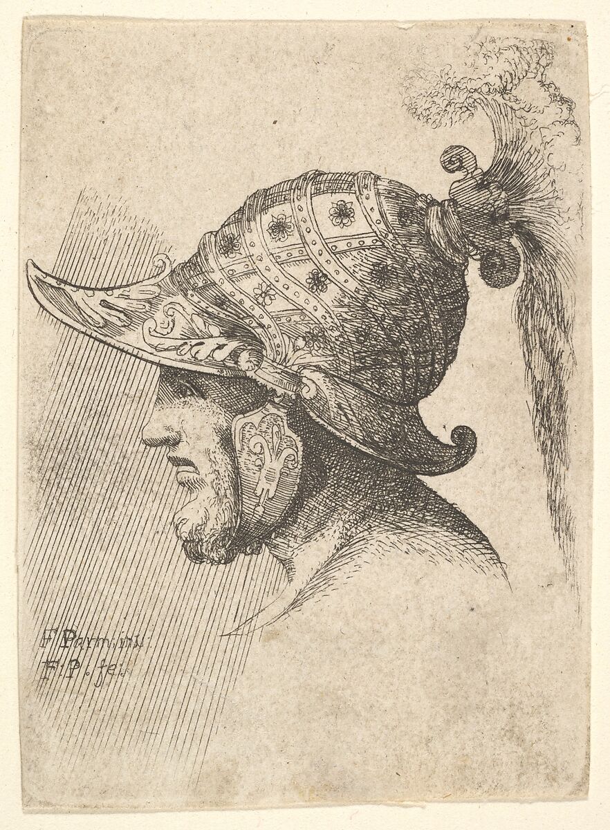 Helmeted head, Francis Place (British, 1647–1728 York), Etching; copy in reverse by Francis Place 