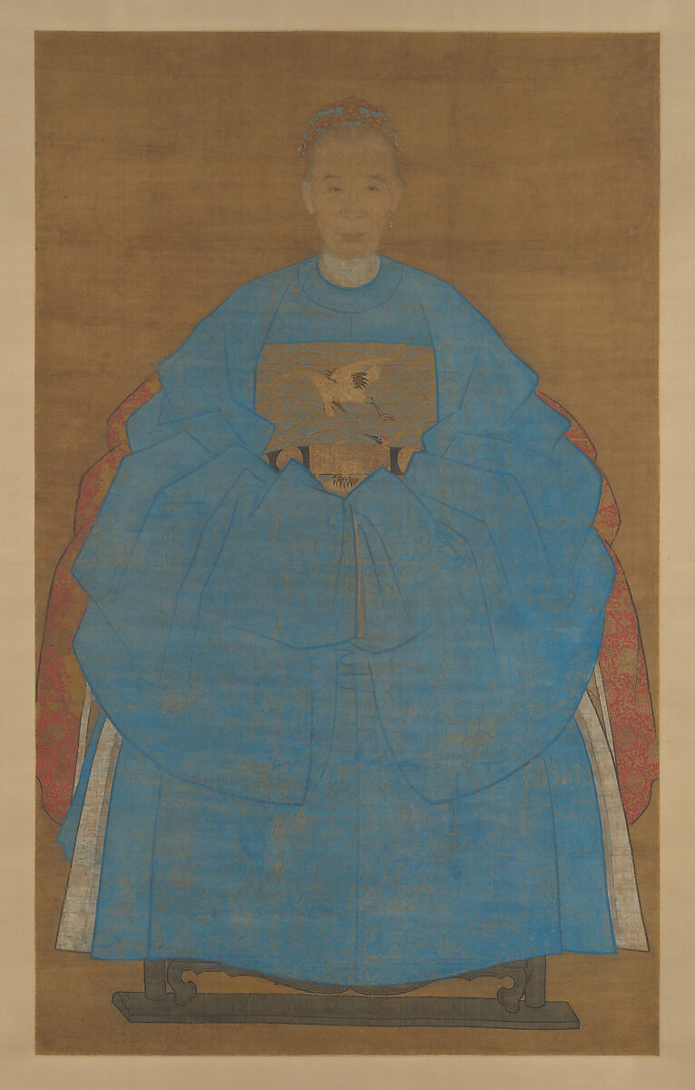 Portrait of an Old Lady, Ruan Zude (Chinese, 16th or early 17th century), Hanging scroll; ink and color on silk, China 