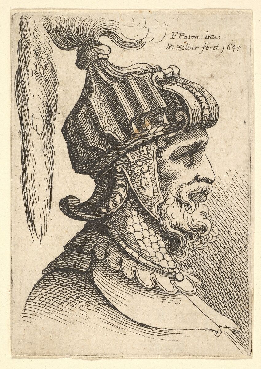 Helmeted Head, Wenceslaus Hollar (Bohemian, Prague 1607–1677 London), Etching; first state of two (NH) 