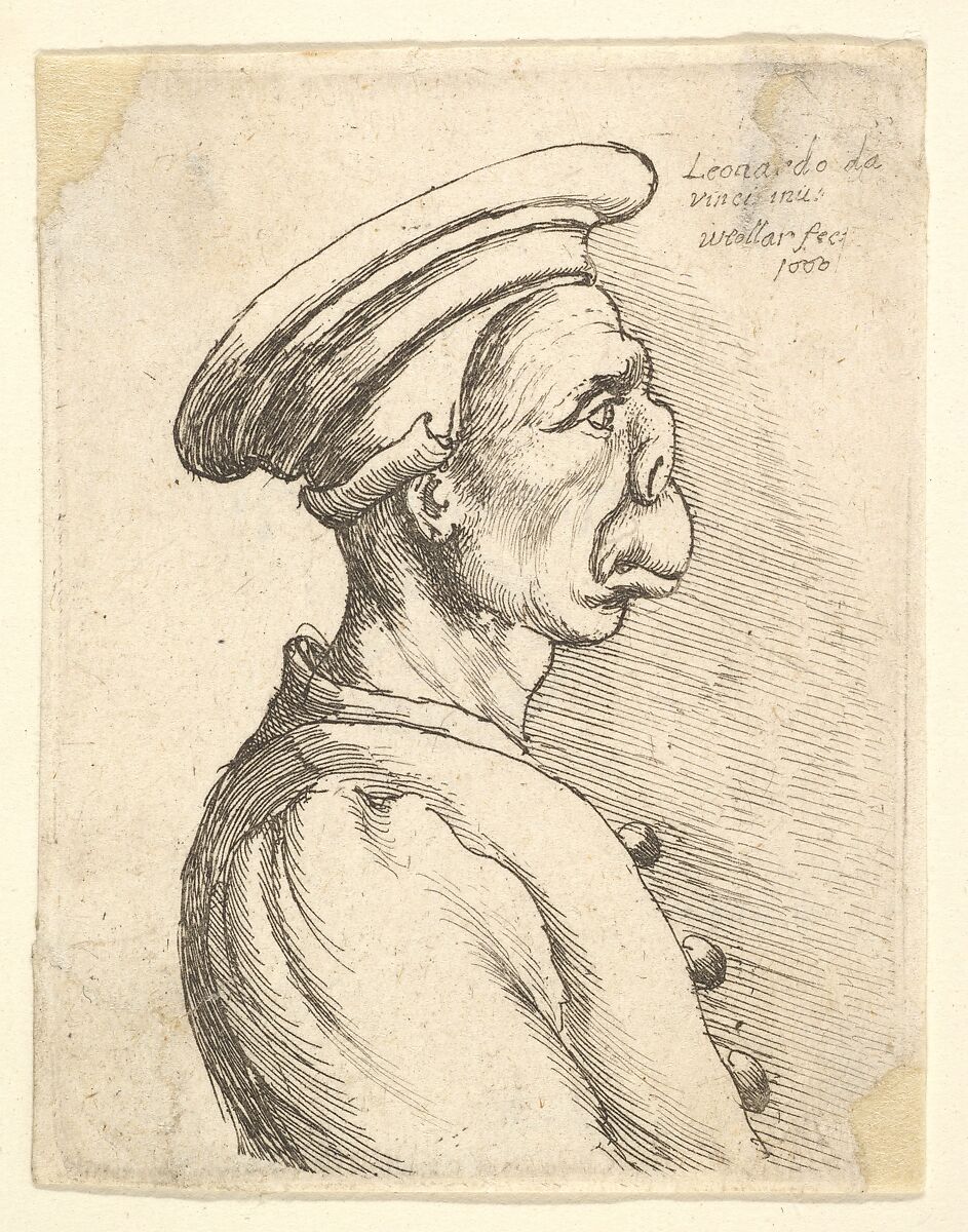 Bust of a man with a flat nose and protruding mouth, wearing flat cap and buttoned coat in profile to right, Wenceslaus Hollar (Bohemian, Prague 1607–1677 London), Etching; only state 