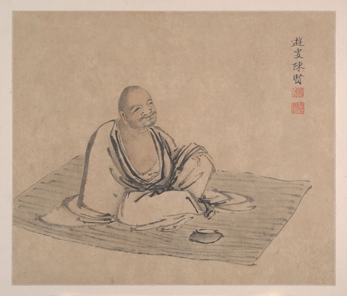 The Sixteen Luohans, Attributed to Chen Xian (Chinese, active ca. 1634–77), Album of sixteen paintings; ink and color on paper, China or Japan