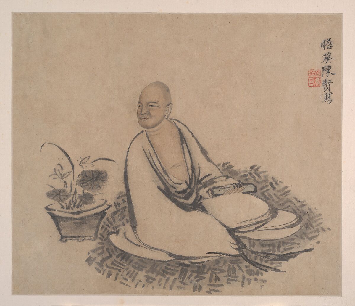 The Sixteen Luohans, Attributed to Chen Xian (Chinese, active ca. 1634–77), Album of sixteen paintings; ink and color on paper, China or Japan