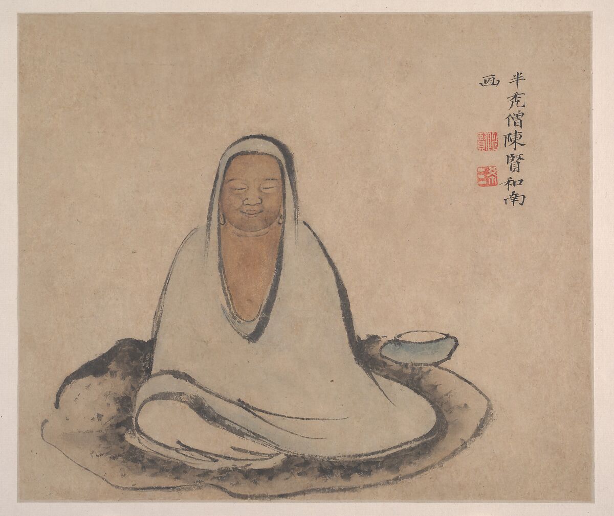 The Sixteen Luohans, Attributed to Chen Xian (Chinese, active ca. 1634–77), Album of sixteen paintings; ink and color on paper, China or Japan