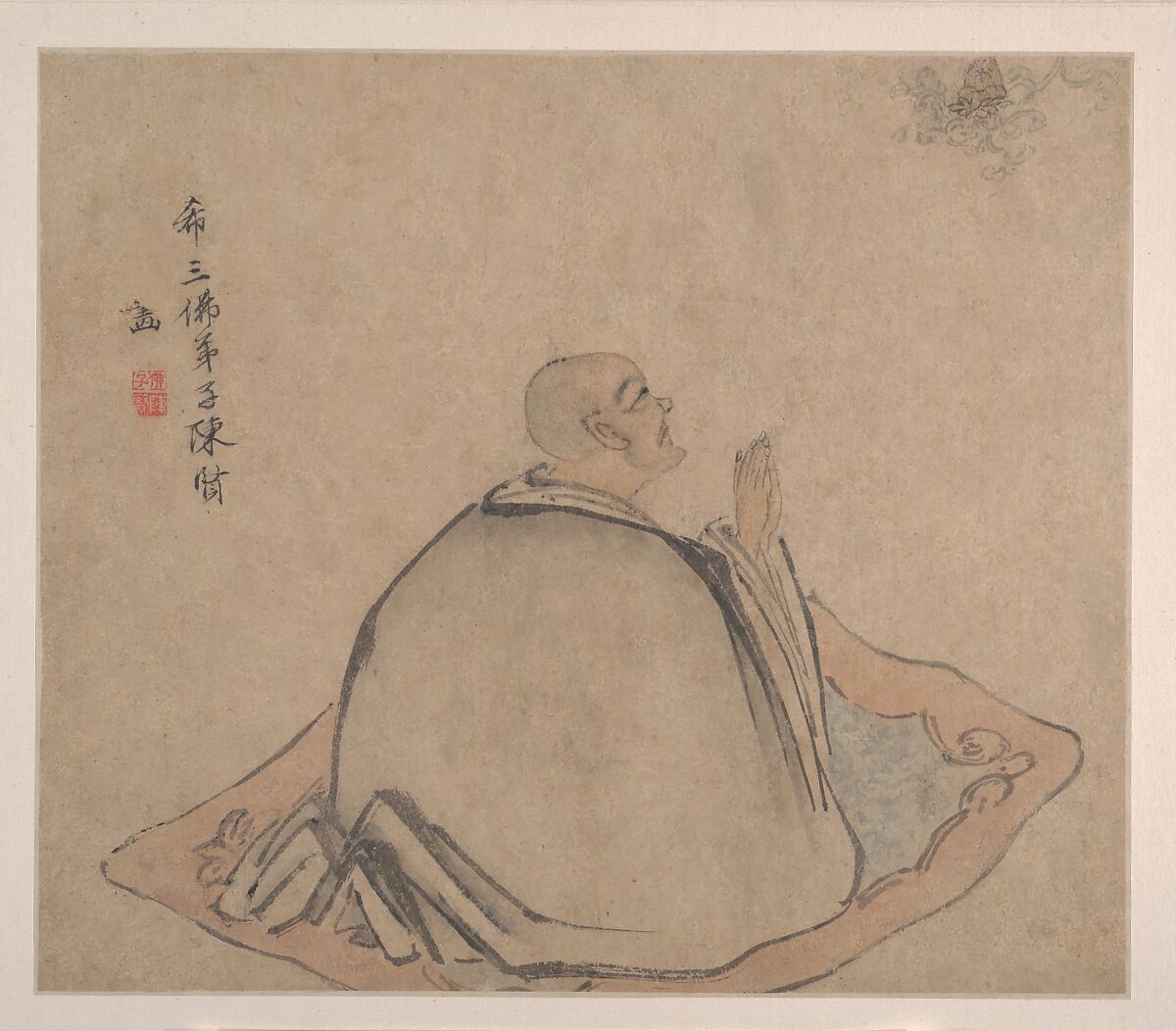 The Sixteen Luohans, Attributed to Chen Xian (Chinese, active ca. 1634–77), Album of sixteen paintings; ink and color on paper, China or Japan