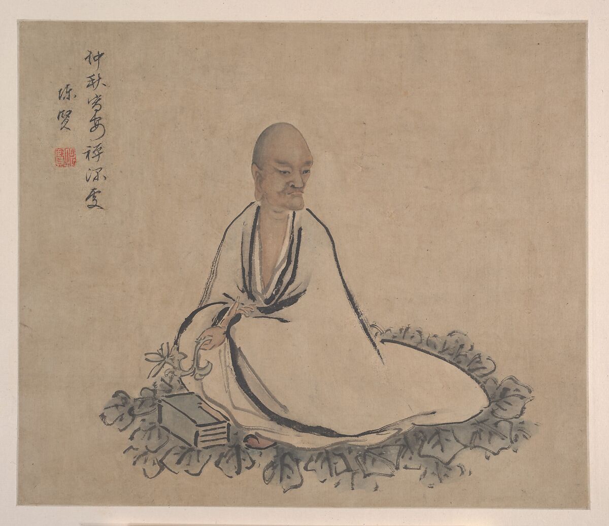 The Sixteen Luohans, Attributed to Chen Xian (Chinese, active ca. 1634–77), Album of sixteen paintings; ink and color on paper, China or Japan