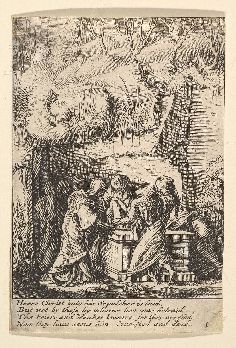 Entombment, Wenceslaus Hollar (Bohemian, Prague 1607–1677 London), Etching, only state 