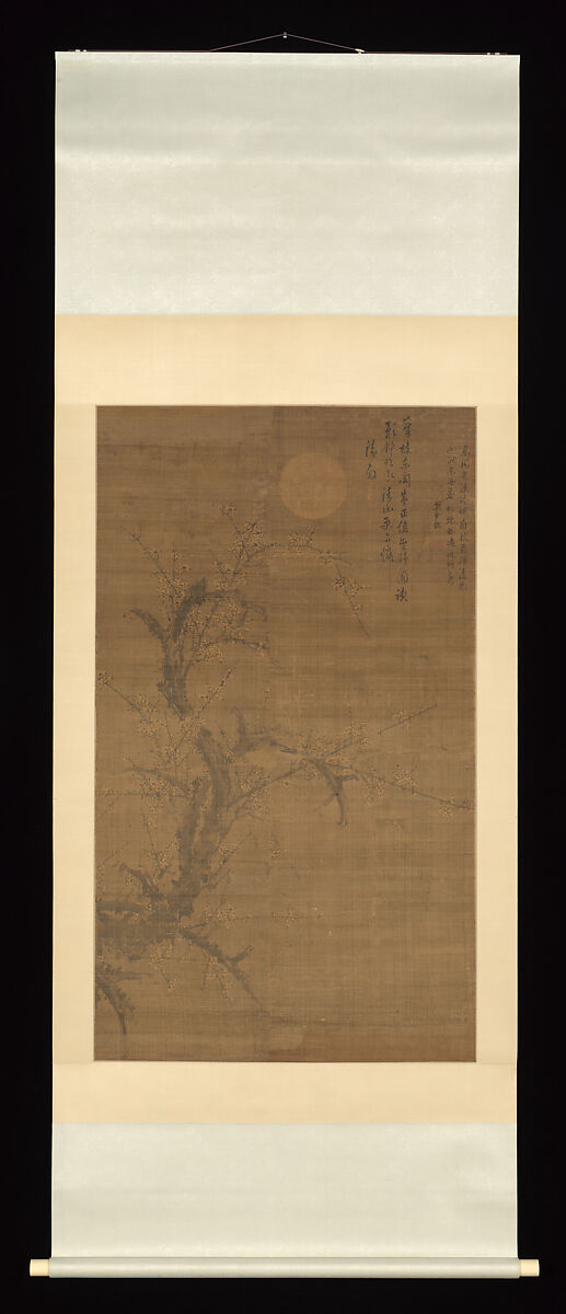 Flowering Plum in Moonlight and Snow, Liu Shiru (Chinese, active 16th century), Hanging scroll; ink on silk, China