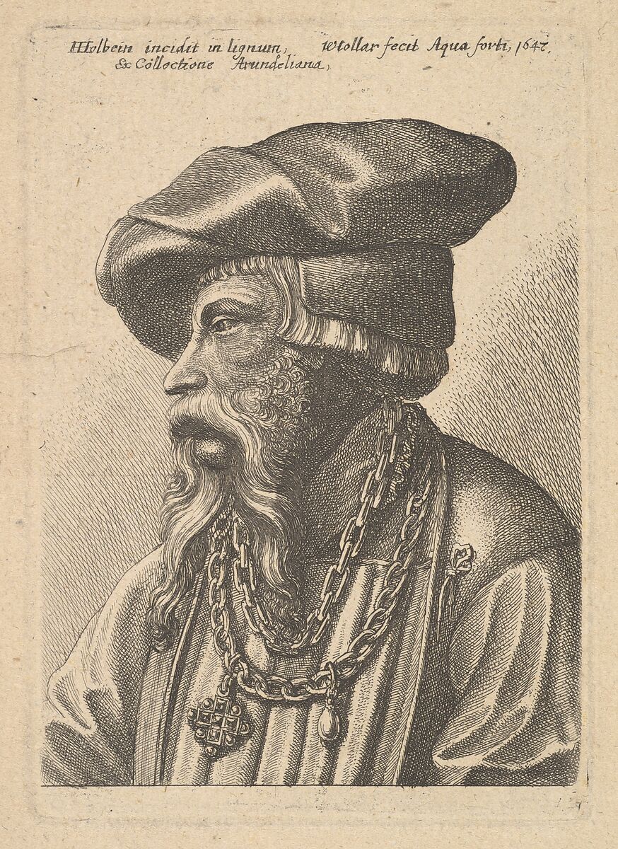 Bearded man with chain necklace, possibly from "A Collection of Original Etchings", Wenceslaus Hollar (Bohemian, Prague 1607–1677 London), Etching; third state of three (NH); late impression 