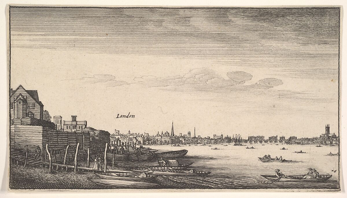 London Viewed from the Milford Stairs, Wenceslaus Hollar (Bohemian, Prague 1607–1677 London), Etching; second state of two 