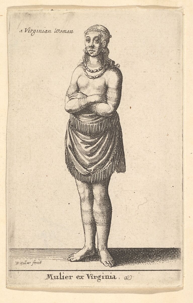 Woman of Virginia, Wenceslaus Hollar (Bohemian, Prague 1607–1677 London), Etching; only state 