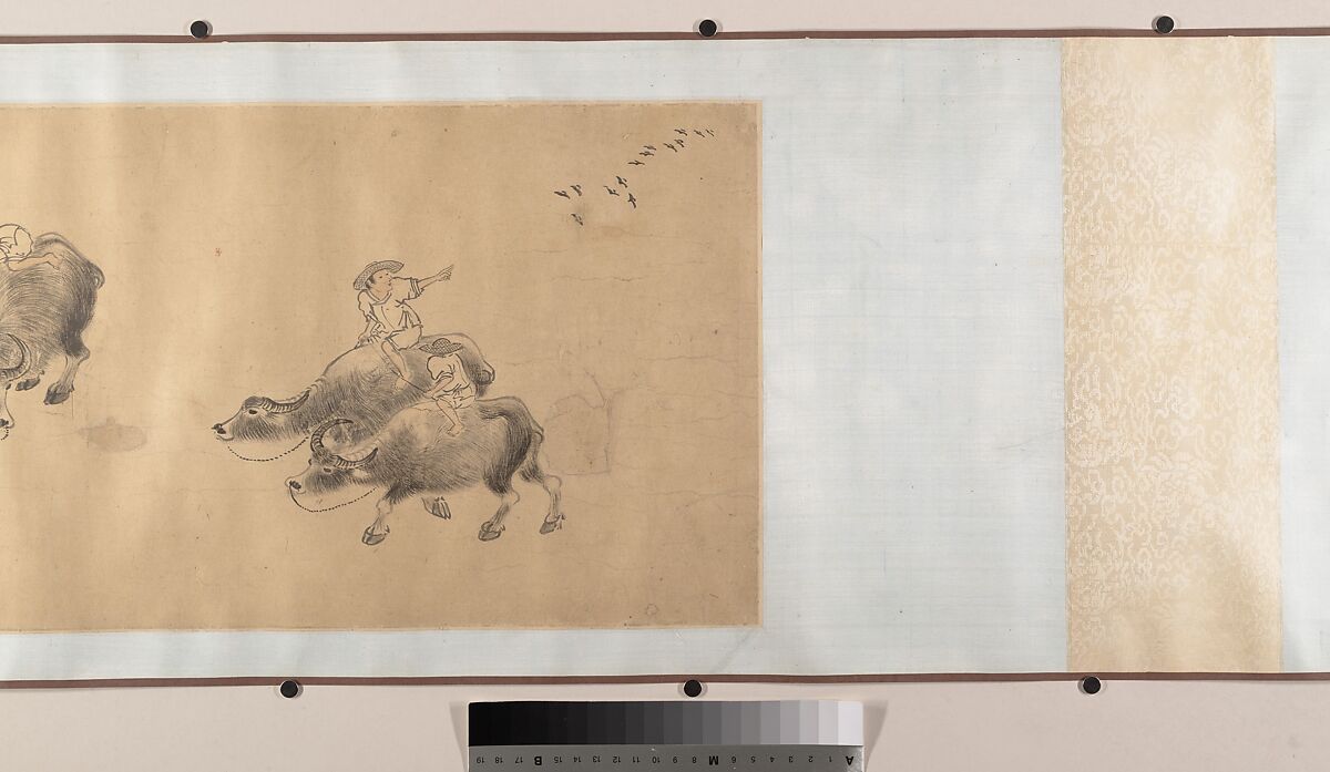 Water Buffaloes, Zhang Hong (Chinese, 1577–after 1652), Handscroll; ink on paper, China