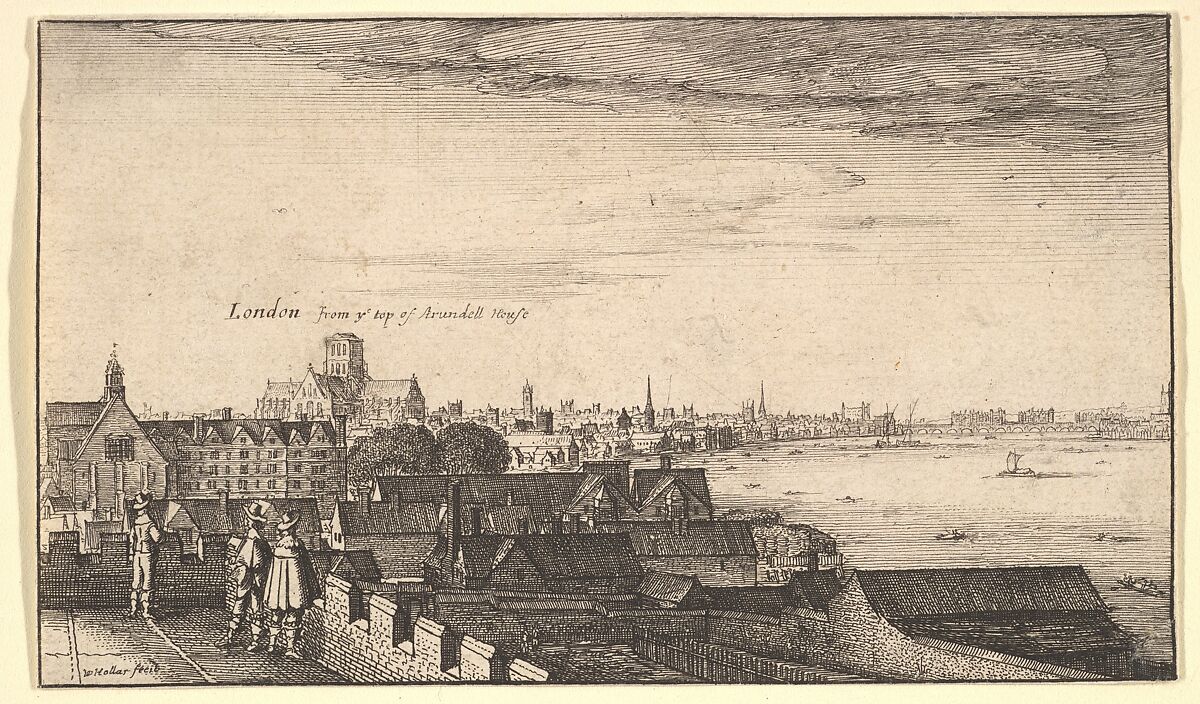 London from Arundel House, Wenceslaus Hollar (Bohemian, Prague 1607–1677 London), Etching, first or second state of two, cannot be determined due to trimming 