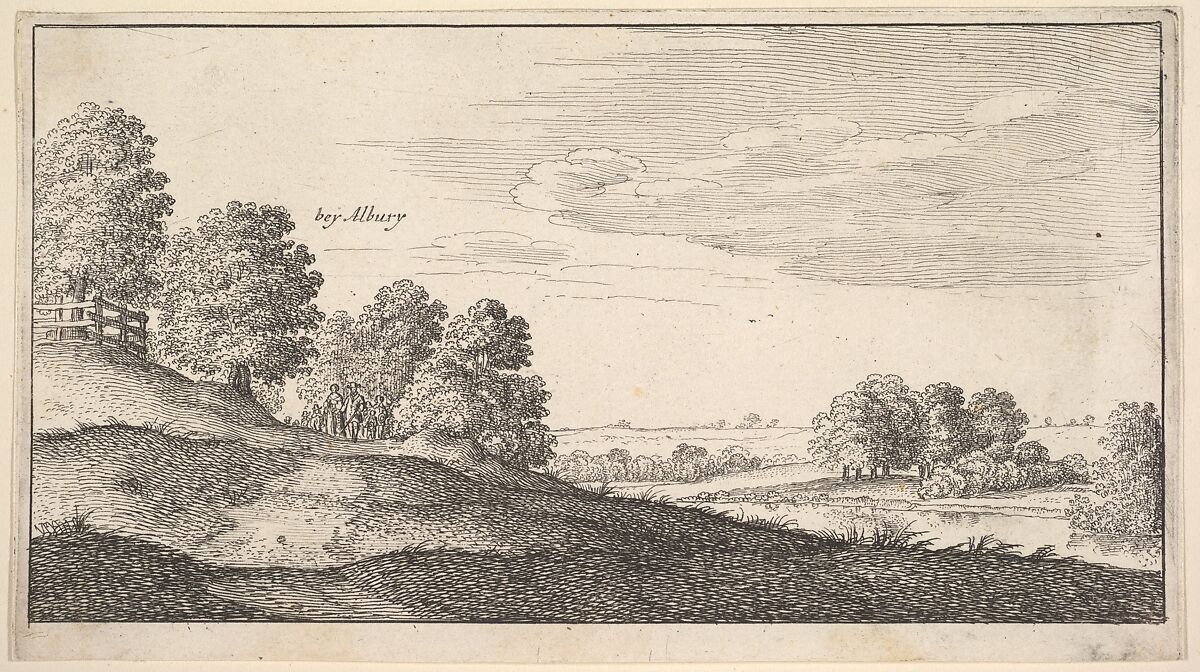 View Near Albury, Wenceslaus Hollar (Bohemian, Prague 1607–1677 London), Etching; first state of two 